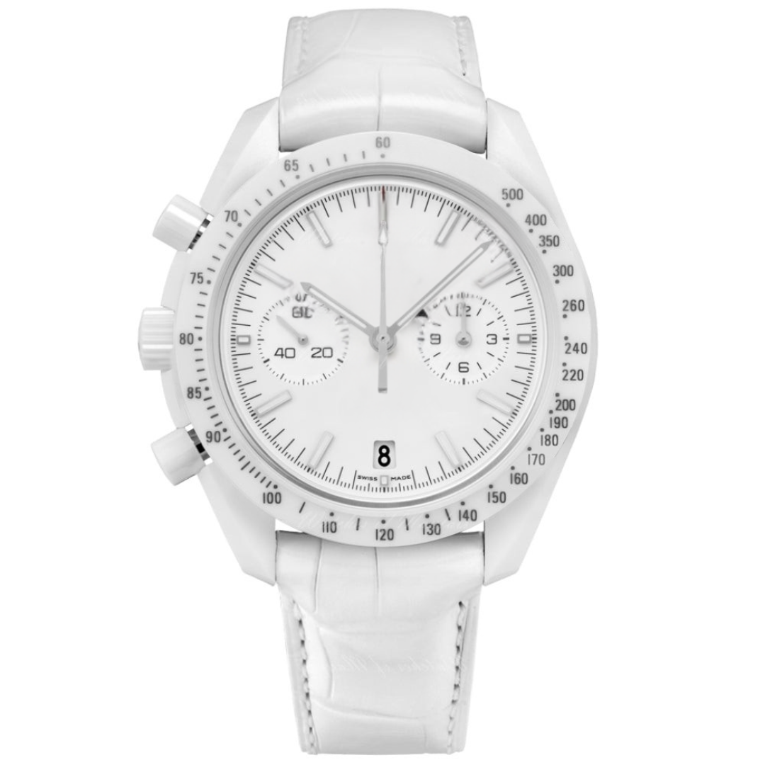 Ceramic Chronograph 44 – White Dial | White Case & White Strap & Tachymeter Bezel